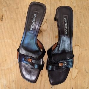 Sergio Rossi 38 two-tone brown slides